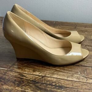 Cole Haan Wedge Heel open toe beige pumps size 6.5